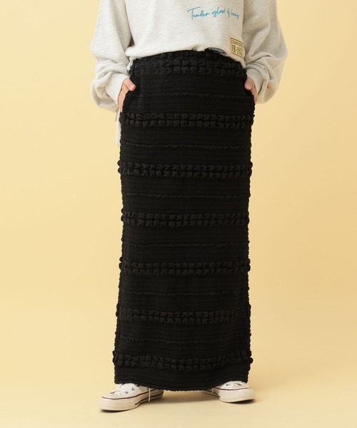 LEPSIM（レプシィム）の「【産前・産後対応】マタニティ／ジャガードナロースカート　634005（マタニティウェア/グッズ・レディース・ブラック/アイボリー・FREE）」の9枚目の写真