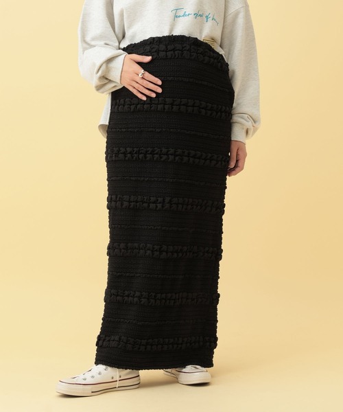 LEPSIM（レプシィム）の「【産前・産後対応】マタニティ／ジャガードナロースカート　634005（マタニティウェア/グッズ・レディース・ブラック/アイボリー・FREE）」の10枚目の写真