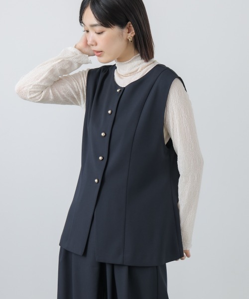 Bou Jeloud(ブージュルード)の「【はあちゅう*Bou Jeloud】2WAYフェイスベスト(ベスト・レディース・ベージュ/ネイビー・38/40)」の3枚目の写真