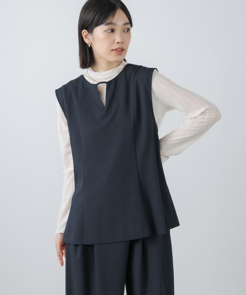Bou Jeloud(ブージュルード)の「【はあちゅう*Bou Jeloud】2WAYフェイスベスト(ベスト・レディース・ベージュ/ネイビー・38/40)」の9枚目の写真