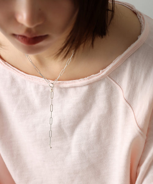 SAMH by LILAS】パールTバークリップチェーンネックレス SV