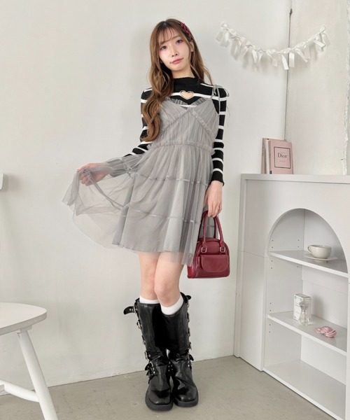 Loueme(ルエム)の「オープンハートボーダーリブトップス(Tシャツ/カットソー・レディース・ライトブルー/ホワイト/ブラック・FREE)」の12枚目の写真