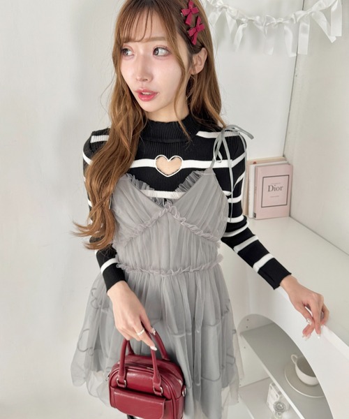 Loueme(ルエム)の「オープンハートボーダーリブトップス(Tシャツ/カットソー・レディース・ライトブルー/ホワイト/ブラック・FREE)」の14枚目の写真