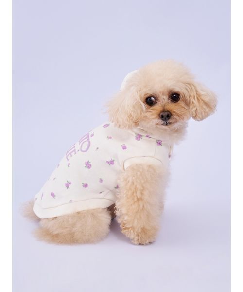 gelato pique（ジェラートピケ）の「【CAT&DOG】フラワー柄裏毛フーディー（リード/ハーネス/首輪・レディース・ラベンダー/ブルー・S/M/L）」の7枚目の写真