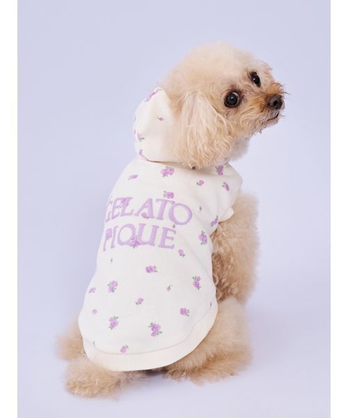 gelato pique（ジェラートピケ）の「【CAT&DOG】フラワー柄裏毛フーディー（リード/ハーネス/首輪・レディース・ラベンダー/ブルー・S/M/L）」の8枚目の写真