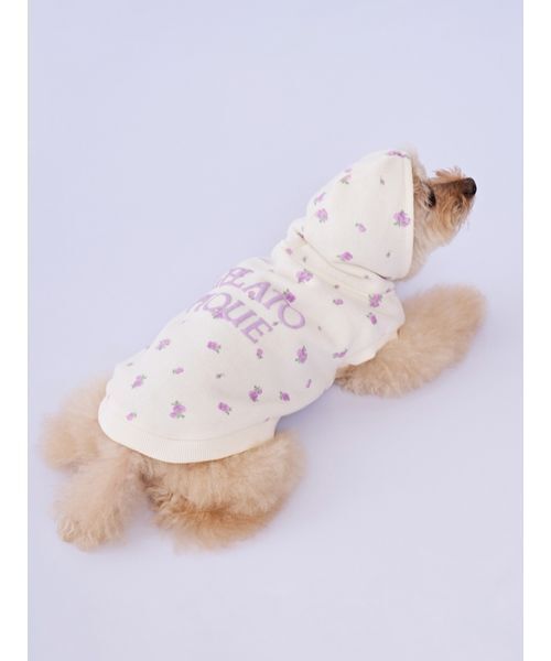 gelato pique（ジェラートピケ）の「【CAT&DOG】フラワー柄裏毛フーディー（リード/ハーネス/首輪・レディース・ラベンダー/ブルー・S/M/L）」の11枚目の写真