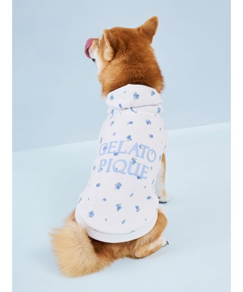 gelato pique（ジェラートピケ）の「【CAT&DOG】フラワー柄裏毛フーディー（リード/ハーネス/首輪・レディース・ラベンダー/ブルー・S/M/L）」の15枚目の写真
