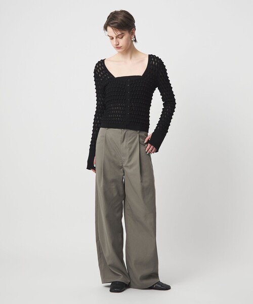 ASTRAET（アストラット）の「＜ASTRAET＞12G アイレット スクエアネックカーディガン（カーディガン/ボレロ・レディース・ホワイト/ブラック・FREE）」の7枚目の写真