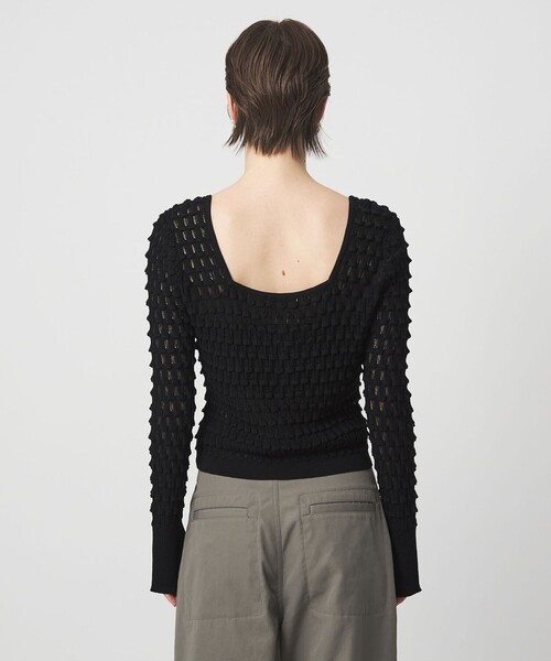 ASTRAET（アストラット）の「＜ASTRAET＞12G アイレット スクエアネックカーディガン（カーディガン/ボレロ・レディース・ホワイト/ブラック・FREE）」の13枚目の写真