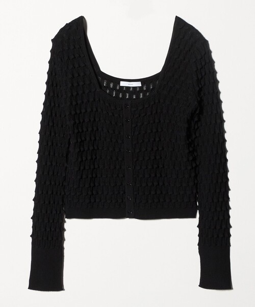 ASTRAET(アストラット)の「<ASTRAET>12G アイレット スクエアネックカーディガン(カーディガン/ボレロ・レディース・ブラック/ホワイト・FREE)」の14枚目の写真