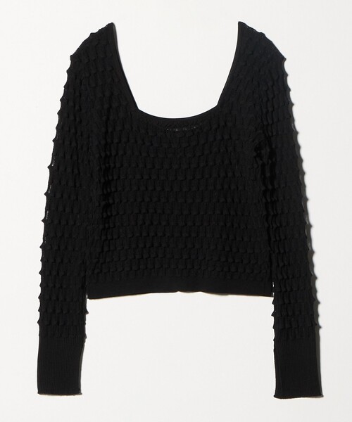 ASTRAET(アストラット)の「<ASTRAET>12G アイレット スクエアネックカーディガン(カーディガン/ボレロ・レディース・ブラック/ホワイト・FREE)」の15枚目の写真