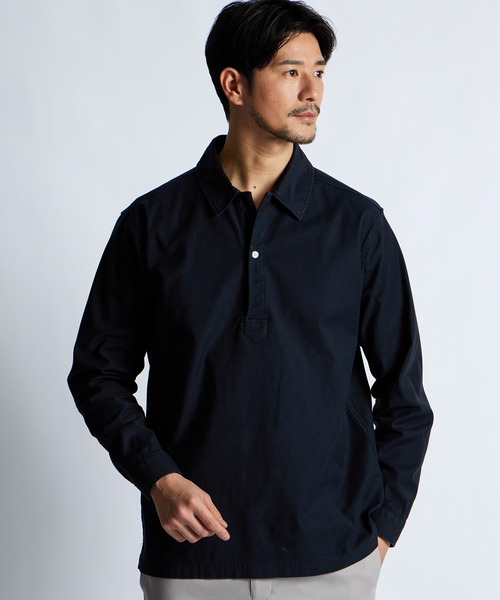 LANVIN en Bleu（ランバンオンブルー）の「製品染め バックサテン スキッパーシャツ（シャツ/ブラウス・メンズ・ブルーグレー/ホワイト/ネイビー・52/50/48/46）」の3枚目の写真