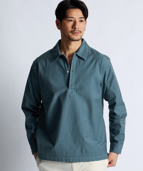 LANVIN en Bleu（ランバンオンブルー）の「製品染め バックサテン スキッパーシャツ（シャツ/ブラウス・メンズ・ブルーグレー/ホワイト/ネイビー・52/50/48/46）」の2枚目の写真