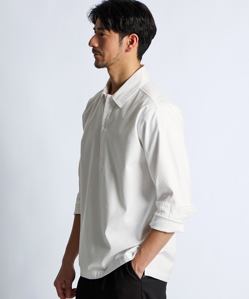 LANVIN en Bleu（ランバンオンブルー）の「製品染め バックサテン スキッパーシャツ（シャツ/ブラウス・メンズ・ブルーグレー/ホワイト/ネイビー・52/50/48/46）」の4枚目の写真