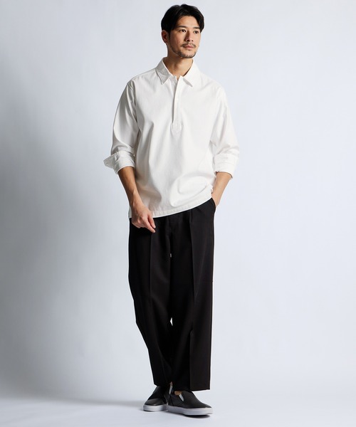 LANVIN en Bleu（ランバンオンブルー）の「製品染め バックサテン スキッパーシャツ（シャツ/ブラウス・メンズ・ブルーグレー/ホワイト/ネイビー・52/50/48/46）」の5枚目の写真