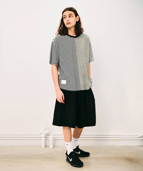 NOISE MAKER(ノイズメーカー)の「【接触冷感】オーバーサイズボーダーTシャツ【MADE IN JAPAN】(Tシャツ/カットソー・メンズ・ホワイト系その他/グレー系その他・M/XL/L)」の4枚目の写真