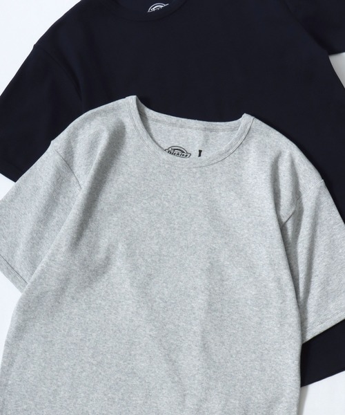 Dickies(ディッキーズ)の「Dickies/ディッキーズ タイトフィット デイリー テレコリブ 無地 ロゴ ワンポイント刺繍 クルーネック 半袖Tシャツ/レディース メンズ(Tシャツ/カットソー・メンズ・グレー/ブラック/ネイビー/ホワイト・M/L/XL)」の3枚目の写真