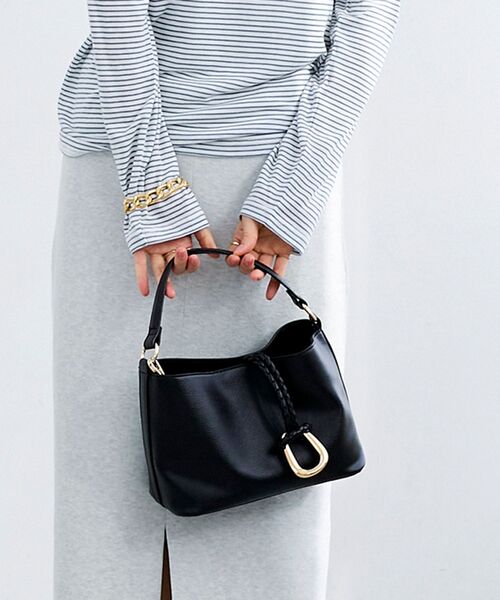 le.coeur blanc（ルクールブラン）の「リングモチーフ付きショルダー（ショルダーバッグ・レディース・ライトグレー/ブラック/ミント・FREE）」の2枚目の写真