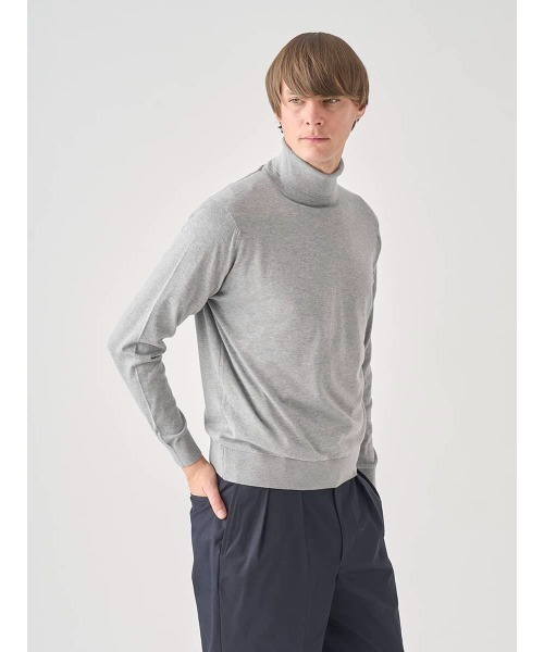 JOHN SMEDLEY（ジョンスメドレー）の「タートルネック長袖コットンニットプルオーバー（ニット/セーター・メンズ・グレー・S/M/L）」の3枚目の写真