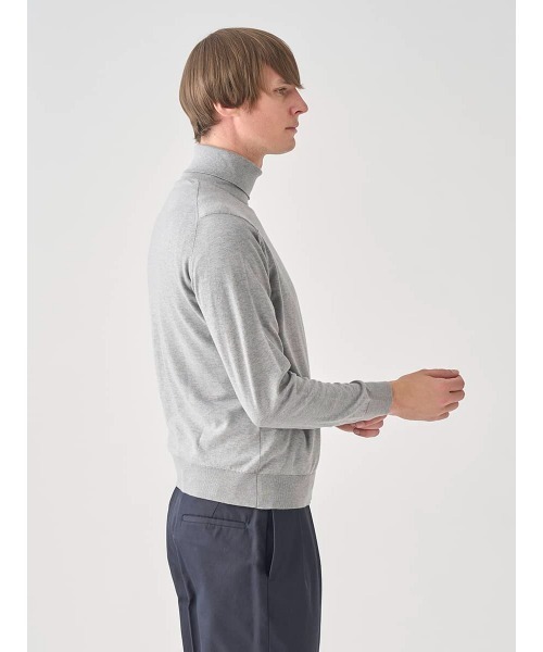 JOHN SMEDLEY（ジョンスメドレー）の「タートルネック長袖コットンニットプルオーバー（ニット/セーター・メンズ・グレー・S/M/L）」の7枚目の写真