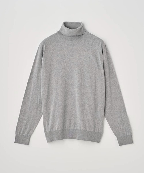 JOHN SMEDLEY（ジョンスメドレー）の「タートルネック長袖コットンニットプルオーバー（ニット/セーター・メンズ・グレー・S/M/L）」の2枚目の写真