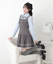 Suyunn（スユン）の「リボン付きラインレース装飾シャツ切り替えワンピース（ワンピース）」