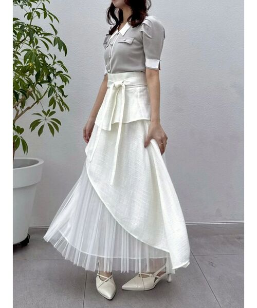 dazzlin（ダズリン）の「アシメティアードプリーツスカート（スカート・レディース・アイボリー/インディゴブルー/チャコールグレー・MEDIUM/SMALL）」の18枚目の写真