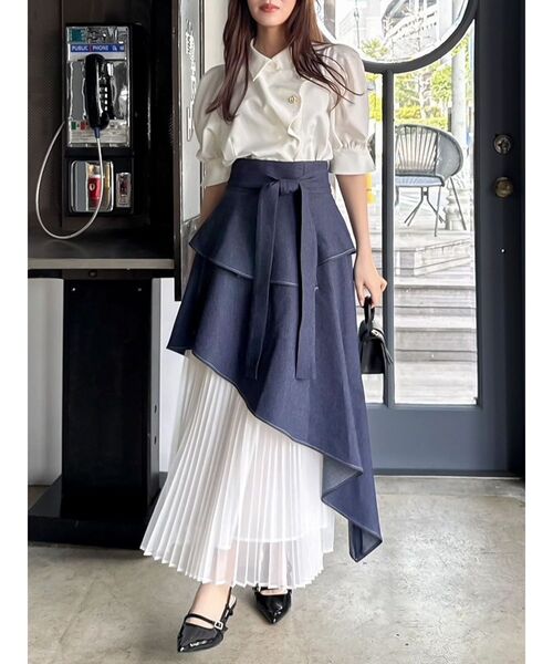 dazzlin（ダズリン）の「アシメティアードプリーツスカート（スカート・レディース・アイボリー/インディゴブルー/チャコールグレー・MEDIUM/SMALL）」の20枚目の写真