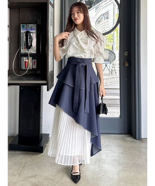 dazzlin（ダズリン）の「アシメティアードプリーツスカート（スカート・レディース・アイボリー/インディゴブルー/チャコールグレー・MEDIUM/SMALL）」の21枚目の写真