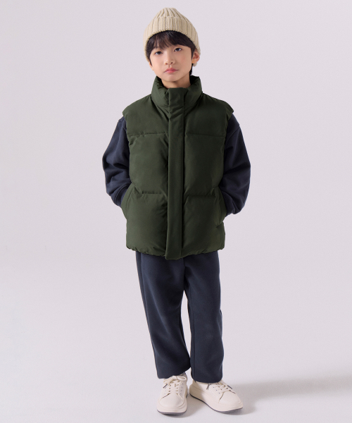 MUSINSA STANDARD KIDS（ムシンサスタンダードキッズ）の「デイリープファーパディングベスト [カーキ]（ベスト・レディース・その他・140/130/150/100/110/120/160）」の5枚目の写真