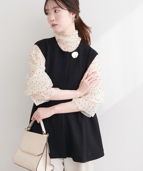 natural couture（ナチュラルクチュール）の「ダンボールペプラムベスト（ベスト・レディース・ブラック/グレイッシュベージュ/ネイビー・FREE）」の9枚目の写真