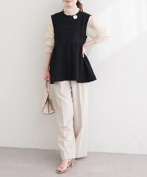 natural couture（ナチュラルクチュール）の「ダンボールペプラムベスト（ベスト・レディース・ブラック/グレイッシュベージュ/ネイビー・FREE）」の10枚目の写真