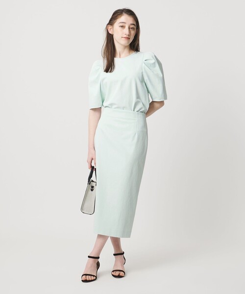 UNITED ARROWS（ユナイテッドアローズ）の「RIRANCHA ツイル タイトスカート ‐ウォッシャブル‐（スカート・レディース・ネイビー/オフホワイト/ライトグレー/ライトブルー・36/38/40）」の11枚目の写真