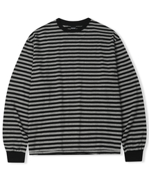 MOOVN（ムブン）の「オーバーサイズストライプロングスリーブTシャツグレー（Tシャツ/カットソー）」