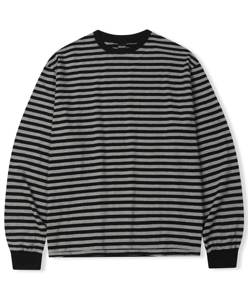 MOOVN(ムブン)の「オーバーサイズストライプロングスリーブTシャツグレー(Tシャツ/カットソー・メンズ・その他・SMALL/MEDIUM/LARGE)」の1枚目の写真