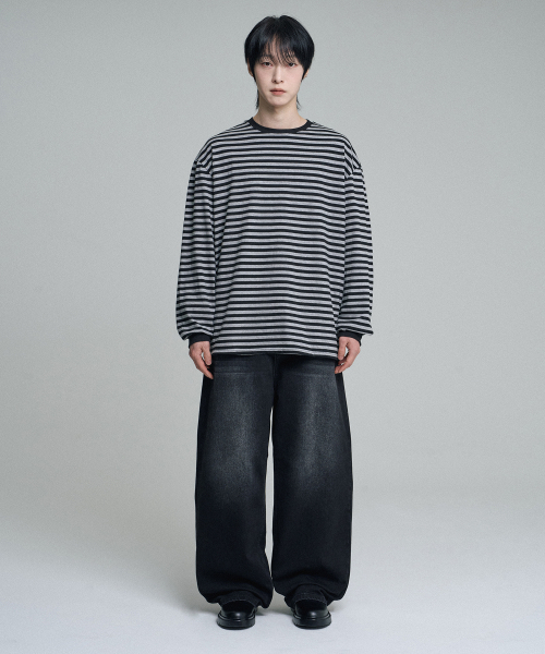 MOOVN(ムブン)の「オーバーサイズストライプロングスリーブTシャツグレー(Tシャツ/カットソー・メンズ・その他・SMALL/MEDIUM/LARGE)」の9枚目の写真