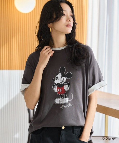 ＋81BRANCA（ハチイチブランカ）の「BARNYARDSTORM / ＋81BRANCA別注 / Mickey / Minnie / Tシャツ（Tシャツ/カットソー・レディース・チャコールグレー/ベージュ・FREE）」の3枚目の写真