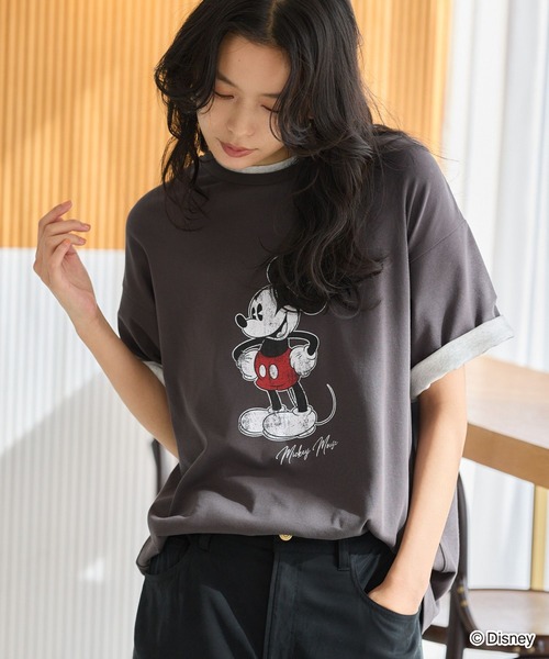＋81BRANCA（ハチイチブランカ）の「BARNYARDSTORM / ＋81BRANCA別注 / Mickey / Minnie / Tシャツ（Tシャツ/カットソー・レディース・チャコールグレー/ベージュ・FREE）」の4枚目の写真