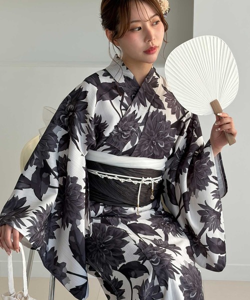 GeeRA(ジーラ)の「アソート花柄浴衣3点セット(浴衣・レディース・ネイビー系1/イエロー系その他/ブルー系その他/ホワイト系その他・FREE)」の8枚目の写真
