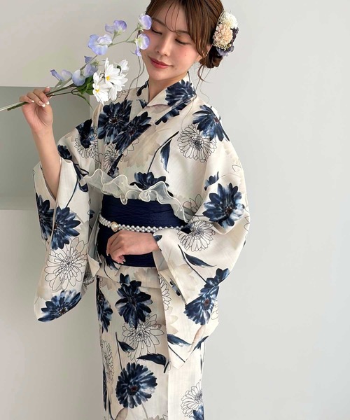 GeeRA(ジーラ)の「アソート花柄浴衣3点セット(浴衣・レディース・ネイビー系1/イエロー系その他/ブルー系その他/ホワイト系その他・FREE)」の19枚目の写真