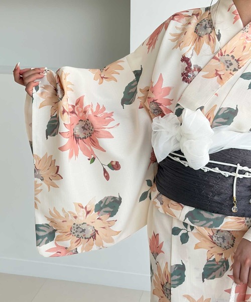 GeeRA(ジーラ)の「アソート花柄浴衣3点セット(浴衣・レディース・ネイビー系1/イエロー系その他/ブルー系その他/ホワイト系その他・FREE)」の5枚目の写真