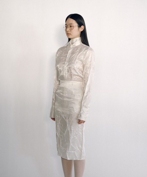 KEISUKEYOSHIDA（ケイスケヨシダ）の「Lining Long Collar Shirt（シャツ/ブラウス・レディース・ブラック/チャコールグレー/ホワイト・S/M/L）」の5枚目の写真
