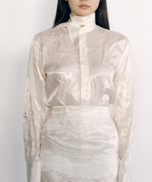 KEISUKEYOSHIDA（ケイスケヨシダ）の「Lining Long Collar Shirt（シャツ/ブラウス・レディース・ブラック/チャコールグレー/ホワイト・S/M/L）」の8枚目の写真