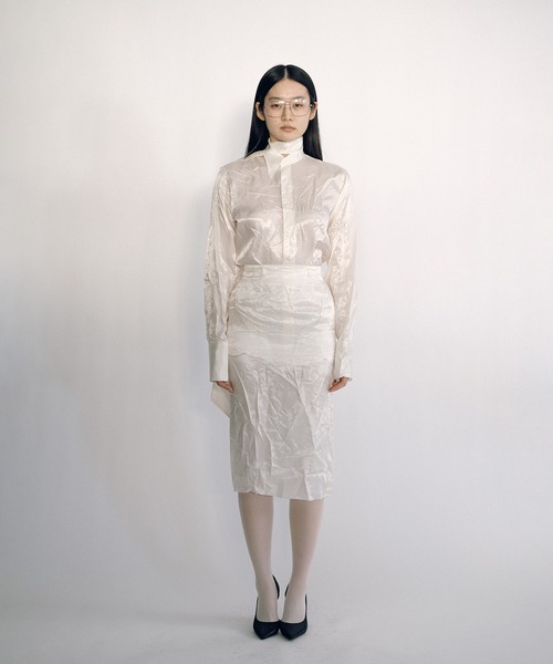 KEISUKEYOSHIDA（ケイスケヨシダ）の「Lining Long Collar Shirt（シャツ/ブラウス・レディース・ブラック/チャコールグレー/ホワイト・S/M/L）」の9枚目の写真
