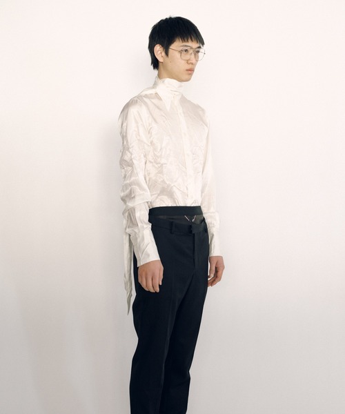 KEISUKEYOSHIDA（ケイスケヨシダ）の「Lining Long Collar Shirt（シャツ/ブラウス・レディース・ブラック/チャコールグレー/ホワイト・S/M/L）」の12枚目の写真