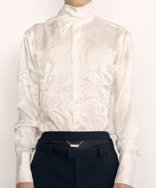 KEISUKEYOSHIDA（ケイスケヨシダ）の「Lining Long Collar Shirt（シャツ/ブラウス・レディース・ブラック/チャコールグレー/ホワイト・S/M/L）」の14枚目の写真