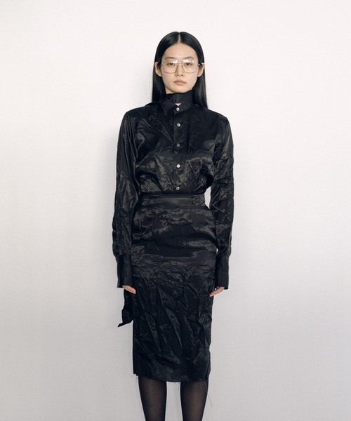 KEISUKEYOSHIDA（ケイスケヨシダ）の「Lining Long Collar Shirt（シャツ/ブラウス・レディース・ブラック/チャコールグレー/ホワイト・S/M/L）」の17枚目の写真