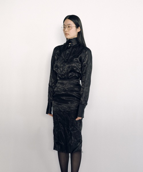 KEISUKEYOSHIDA（ケイスケヨシダ）の「Lining Long Collar Shirt（シャツ/ブラウス・レディース・ブラック/チャコールグレー/ホワイト・S/M/L）」の19枚目の写真