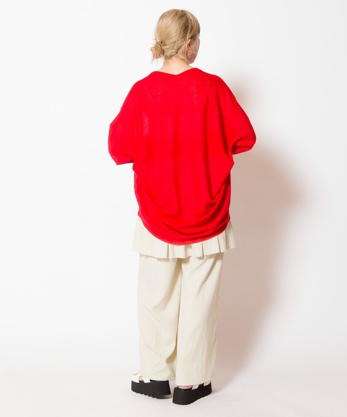 OSMOSIS（オズモーシス）の「シアーバックタックニットプルオーバー（ニット/セーター・レディース・ライトグレー/レッド/グリーン/ブラック・ONE SIZE）」の13枚目の写真