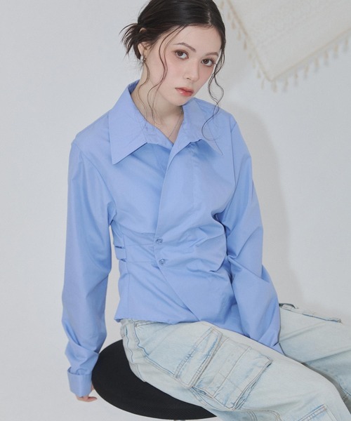 ENVYM（アンビー）の「カシュクールブラウス（シャツ/ブラウス・レディース・ホワイト/ピンク/サックスブルー/ブルー・FREE）」の3枚目の写真